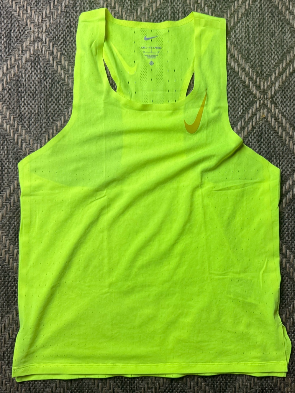 Nike Dri-FIT ADV Mens Aeroswift Running Singlet Tank Top Volt Yellow M CJ7835